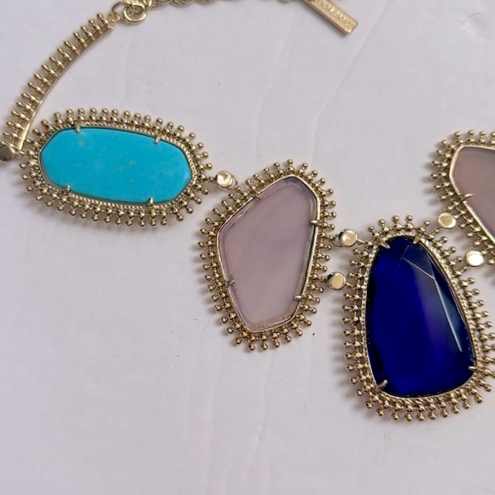 Vintage Kendra Scott Ava Statement Necklace Gold Turquoise - Picture 8 of 13